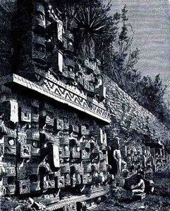 Ruinerne af First Palace of Kaaba, fra The Ancient Cities of the New World, af Claude-Joseph-Desire Charnay, pub. 1887 af French School